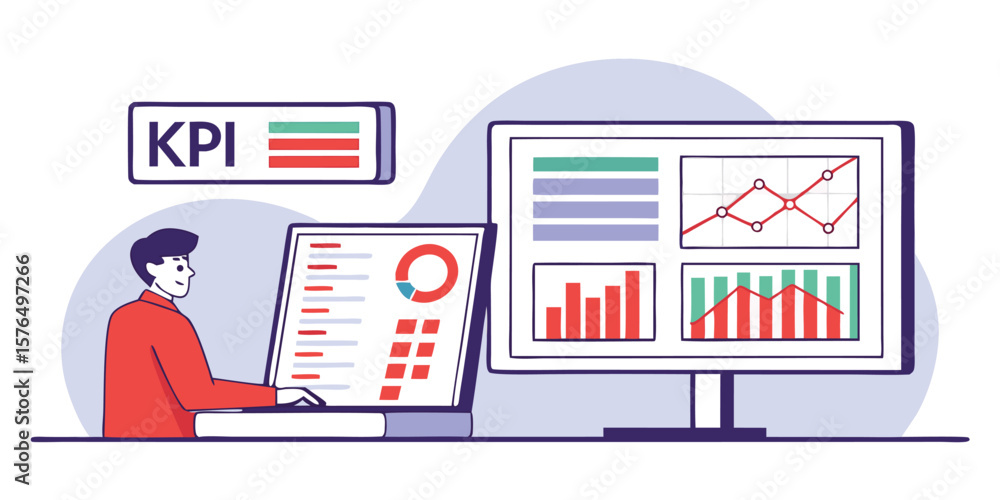 Poster business analytics with graphs and charts data