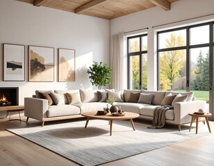 Fototapeta premium Modern living room with view
