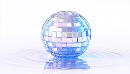 Blue And White Mirrored Sphere Water Disco Ball. This Unique And Eye-Catching Ball Reflects Light And Creates A Dazzling Disco Effect In Water.