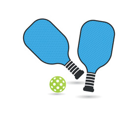 Pickleball paddle and ball vector icon for sports apps and web