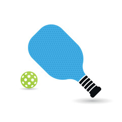 Pickleball paddle and ball vector icon 