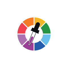 Pipette, Color wheel icon, Color picker circle vector icon for drawing or painting apps and web
