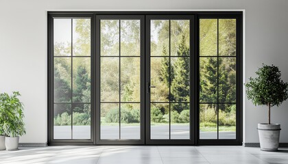 Black Aluminum Door Frame Inside A Home - A Sleek And Modern Design Element That Adds Elegance To Any Living Space.