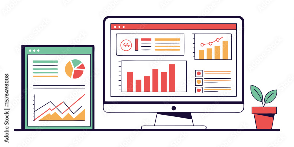 Poster digital analytics dashboard charts and graphs data