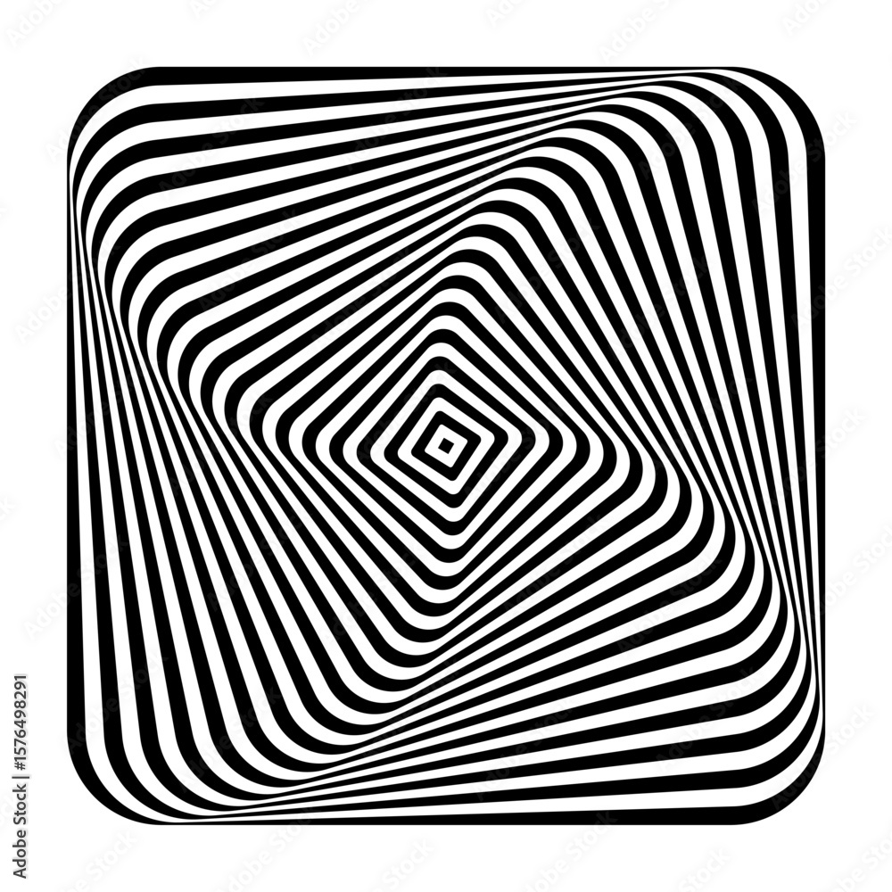Wall mural whirl rotation motion and 3d illusion in abstract op art design. striped lines pattern.