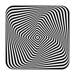 Whirl Rotation Motion and 3D Illusion in Abstract Op Art Design. Striped Lines Pattern. 