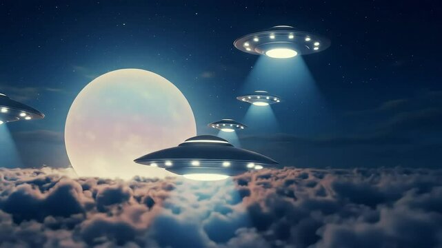 Uf os over clouds at night