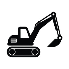 Naklejka premium Excavator construction machinery equipment black silhouette vector illustration