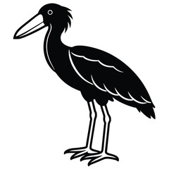 Fototapeta premium Shoebill stork silhouette standing profile bird black