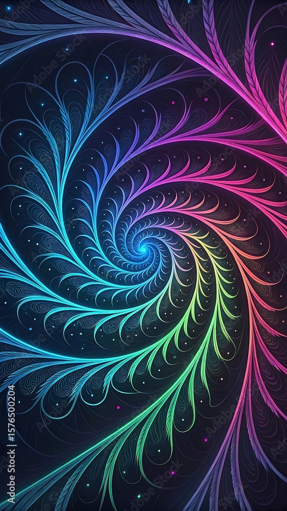 Poster neon fractal swirl pattern abstract background