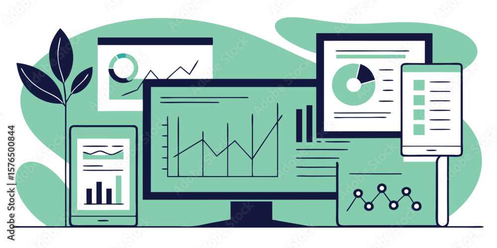 Poster digital analytics charts and graphs technology