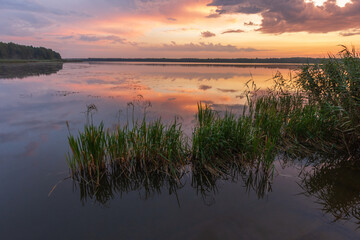 sunset over the river