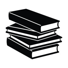 Stack of several books black and white silhouette vector illustration