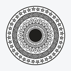 Intricate circular mandala design with stars and geometric patterns