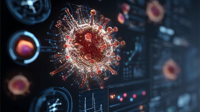 Virus Cell with Data Graphics