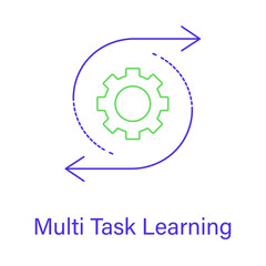 Multi Task Learning Icon &ndash; AI Flexibility, LLM Training, Shared Model, NLP Tasks, Neural Network