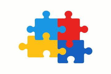 Fototapeta premium Scattered Primary Color Puzzle Pieces on a White Background