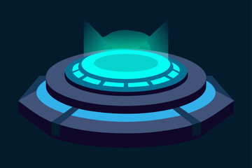 Glowing Sci Fi Teleportation Pad on a Dark Surface