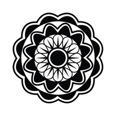 Intricate black and white geometric floral mandala design