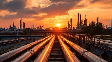 Oil Refinery at Sunset