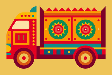 Vibrant Traditional Indian Truck Art Floral Background