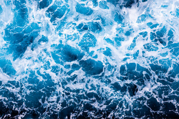 Ocean surface texture. Top view of stunning water with foam. Can be used in covers, packaging, posters, textures, brochures, art and design projects. Classy vector illustration.