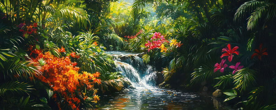 water flowing through the forest