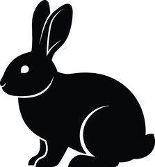 Adorable rabbit silhouette vector illustration: cute bunny profile, black animal icon, pet graphic, Easter symbol, simple clean design, nature wildlife art.