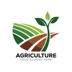 agriculture field with soil and leaf logo 