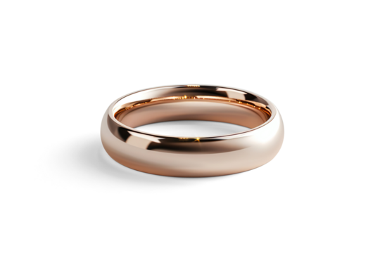 Rose Gold Matte Finish Wedding Band Ring on a transparent background