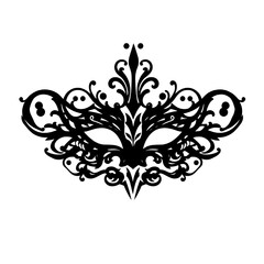 ornate venetian mask silhouette with floral and swirl design