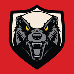 Angry Honey Badger Logo Design with Single Outline and Bold.eps