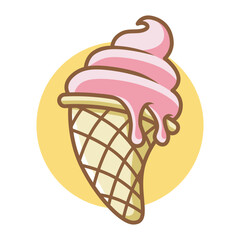 Simple Dancing Ice Cream Vector Illustration in Single Outline.eps