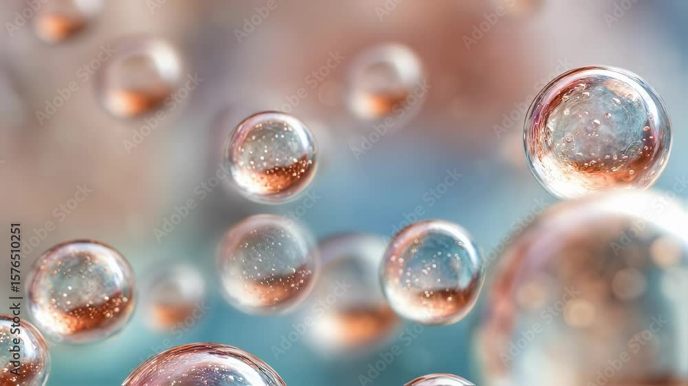Poster captivating closeup of exosomes within delicate clear spheres reflecting soft light for an enchantin