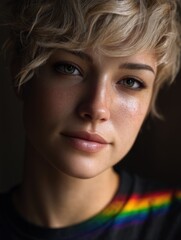 Fototapeta premium Contemporary Portrait of Woman with Short Hair