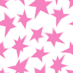Star pattern. Seamless texture, repeating print with abstract starry design, rough doodle irregular sparkles.