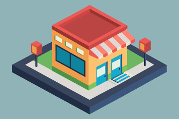 An isometric vector icon illustrating a small residential house or building with a roof, perfect for city planning or real estate design concepts