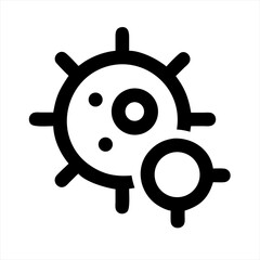 Obraz premium Virus under magnifying glass simple silhouette vector illustration