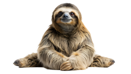 Cute Two Toed Sloth Sitting on Transparent Background