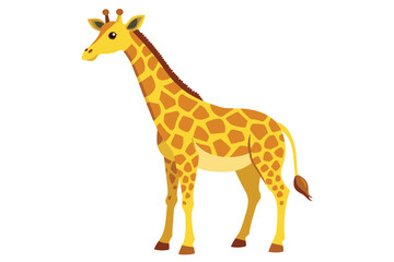 Vibrant cartoon illustration of a giraffe standing on a white background. Perfect for educational materials, childrens books, or animal themed designs.