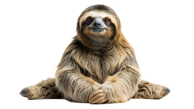 Cute Two Toed Sloth Sitting on Transparent Background