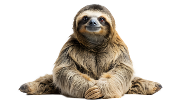 Cute Two Toed Sloth Sitting on Transparent Background