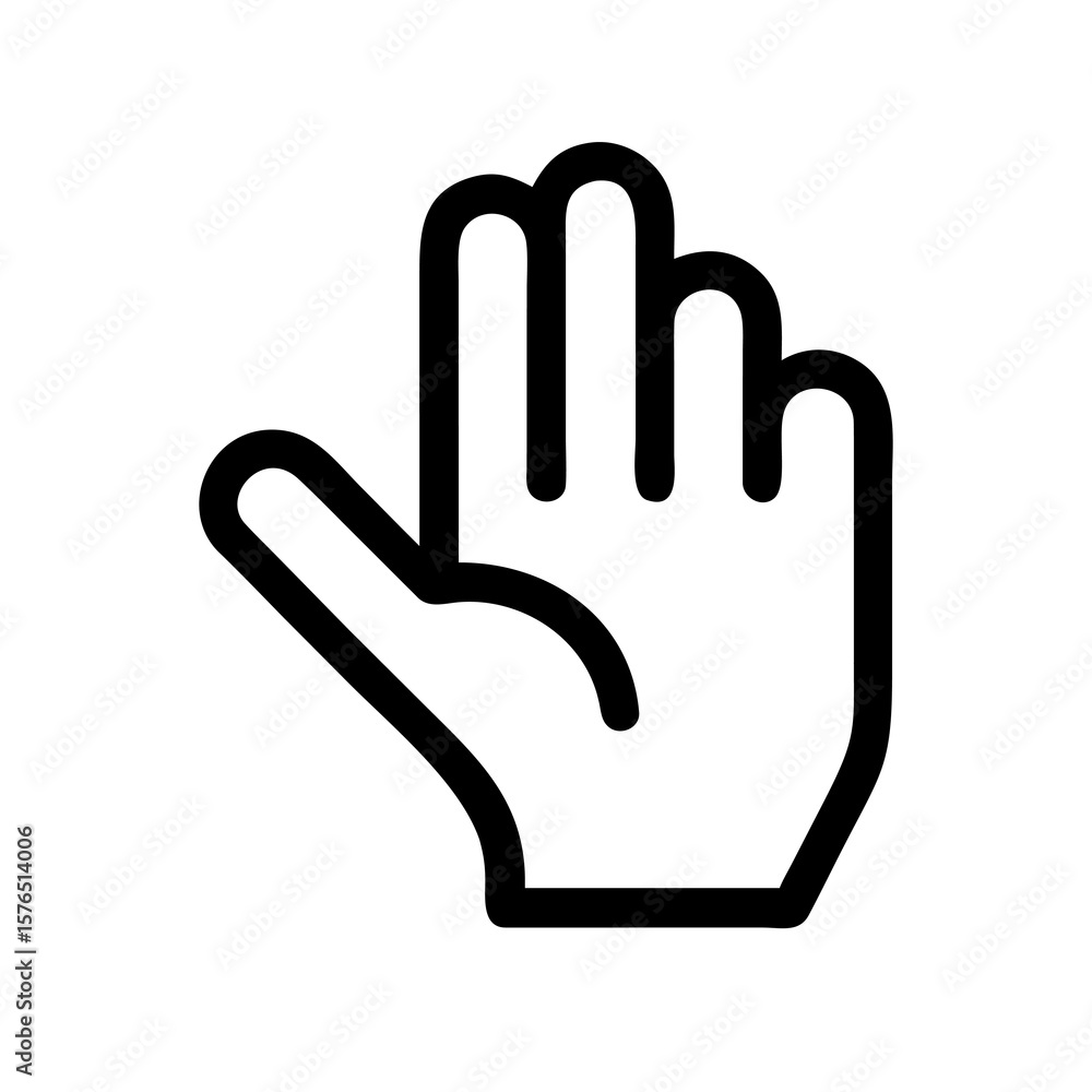 Poster a simple hand icon with three fingers extended, presented on a transparent background for seamless i