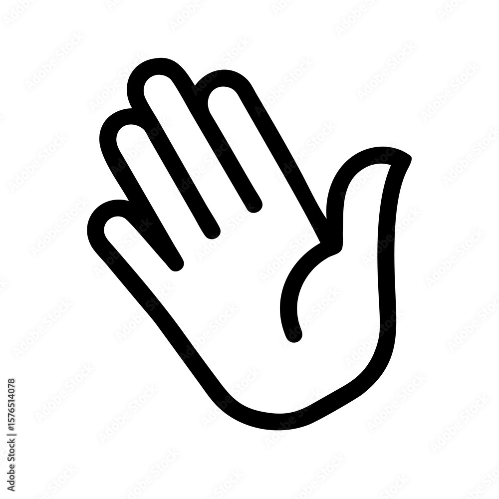 Poster a simple hand gesture icon on transparent backdrop depicting open palm, ideal for ui design and comm