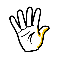 An Open Hand with Yellow Accents on a Transparent Background, Representing Help and Openness for Diverse Design and Communication Purposes