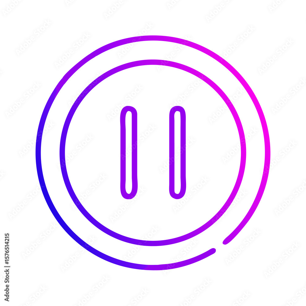 Poster pause button icon with gradient outline on transparent background for ui design and media controls, 