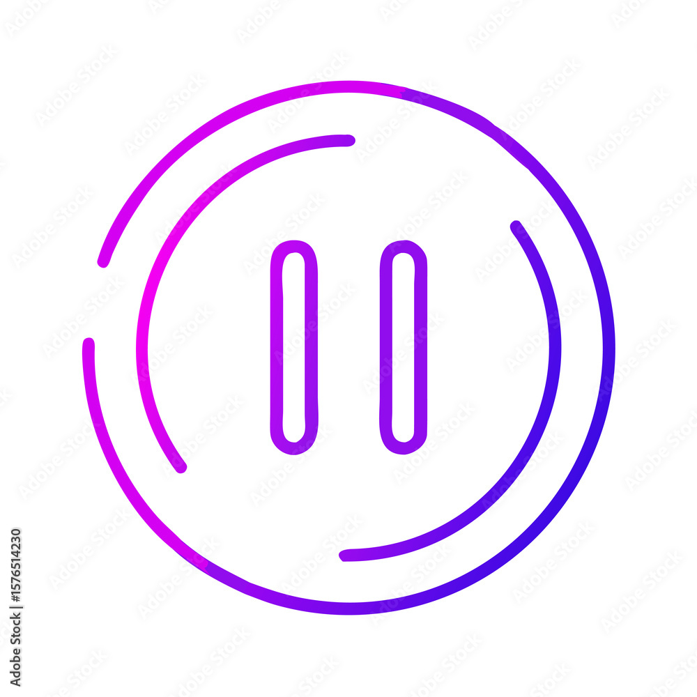 Poster pause icon in a dynamic gradient circle a modern symbol for interruption and control in digital medi