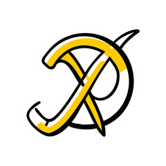 A Stylized Hand-Drawn Icon Featuring Intertwined Letters, Isolated on a Transparent Background for Seamless Integration into Various Designs