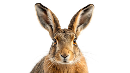 Fototapeta premium Close up of a Hare Portrait on Transparent Background