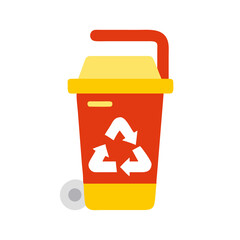 Recycling Bin Icon: A Colorful and Clear Symbol Representing Waste Sorting and Environmental Responsibility with a Transparent Isolated Background for Easy Integration